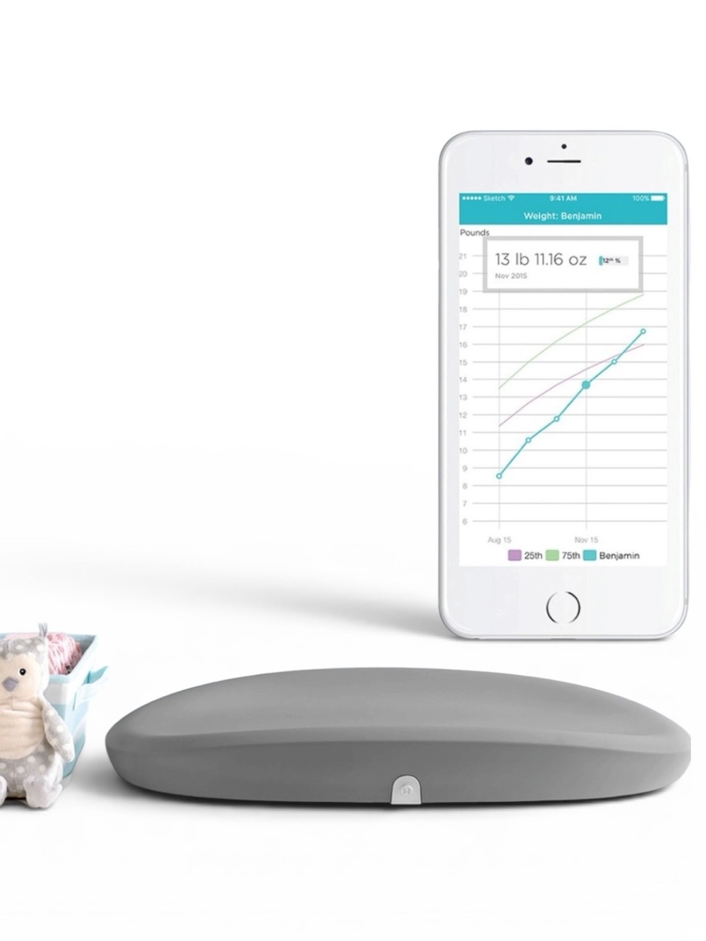Hatch Grow Smart Baby Changing Pad & Scale White Open Box